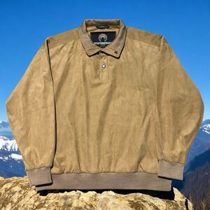 Weatherproof Pullover Jacket Men’s L Faux Suede Brown Vintage Outdoor Workwear